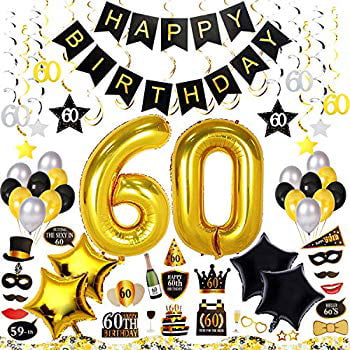 Happy Birthday Props Balloon For 16~60th Party Photo Booth Glitter Acce Supplies